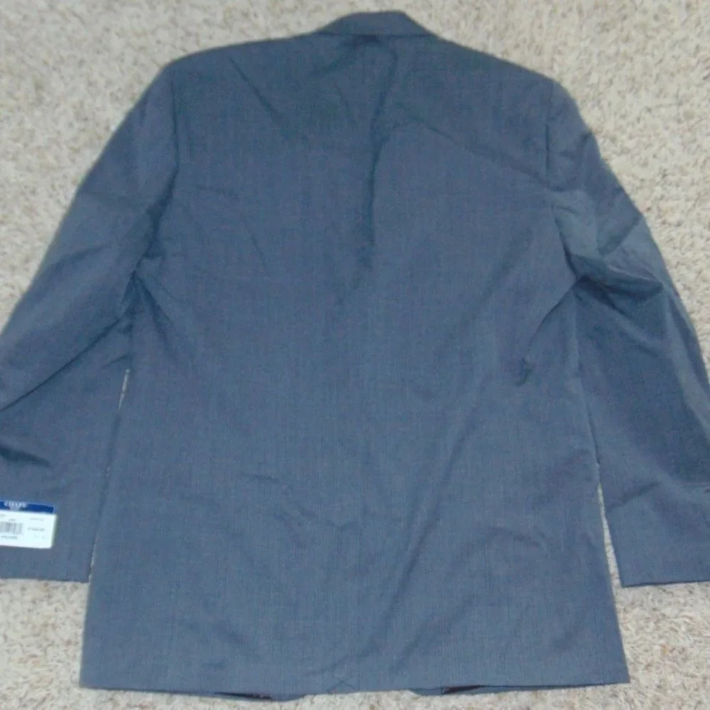 Chaps Suit Jacket Mens 44L $220 Gray Striped Wool Classic Performance Long